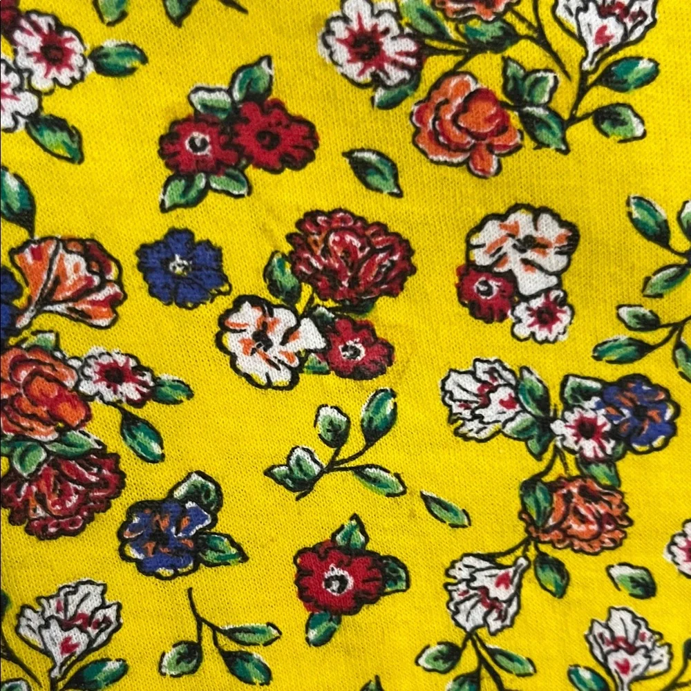 🐚🪼 2/20$ TOPS 🪼🐚 Zara Yellow Floral Short Sleeve Tee Sz S - Picture 5 of 5